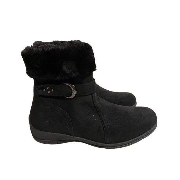 Alpine Woods Black Fur Trimmed Zip Up Booties W Buckle Accent Size 6M - Picture 1 of 9